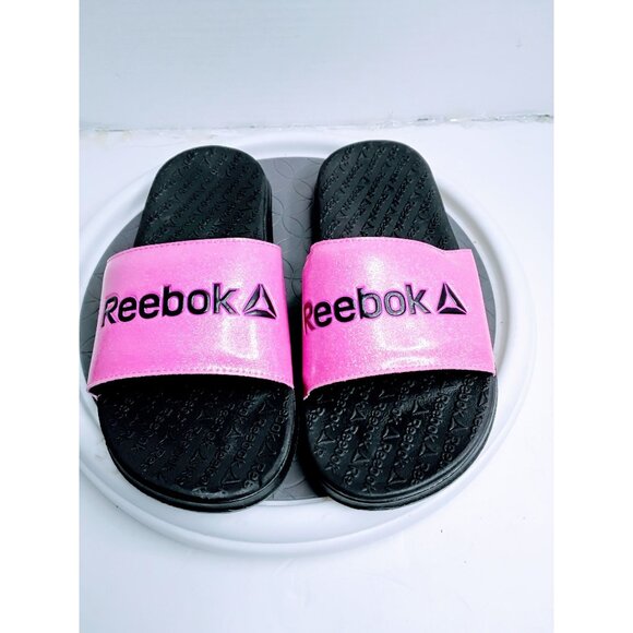 Reebok Womens Pink & Black Slide Sandals Size 5 Synthetic Material Comfortable P - Picture 1 of 7